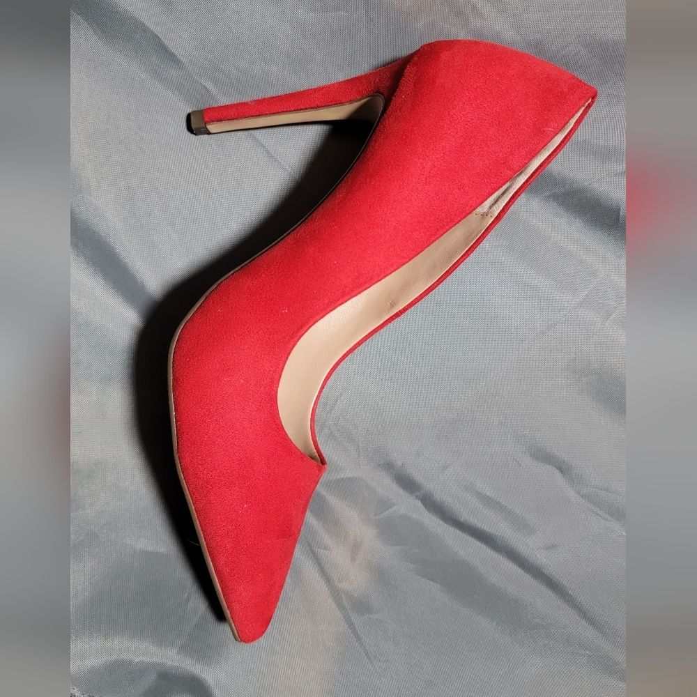 Call It Spring Red Suede Heels Size 8